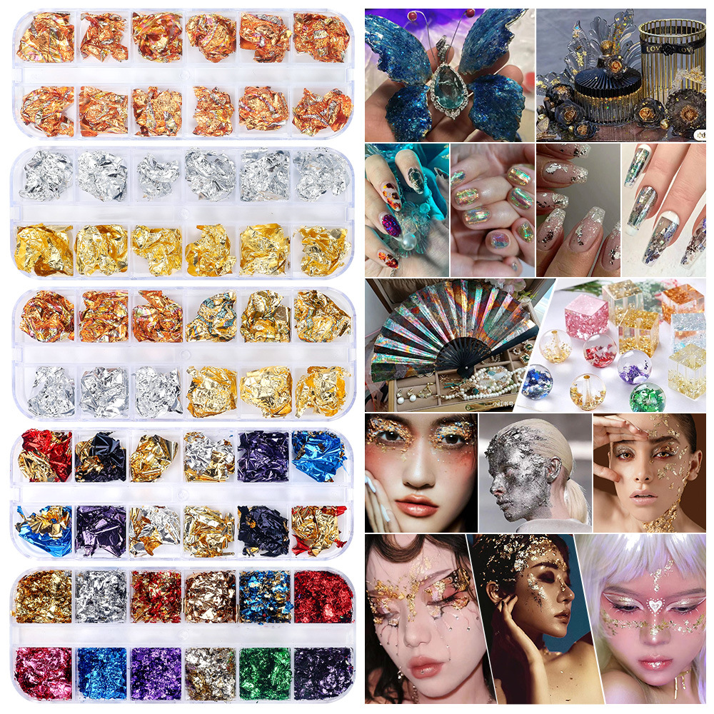 6/12 Grids Double Color Gold Nail Foil
